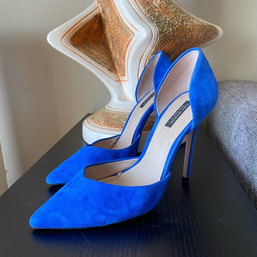 ZARA Electric Blue Suede Heels
